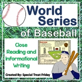 World Series Baseball Reading and Writing Activity