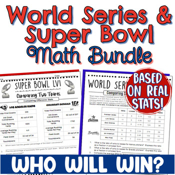 Preview of World Series & Super Bowl Math Bundle - Real World Sports Math