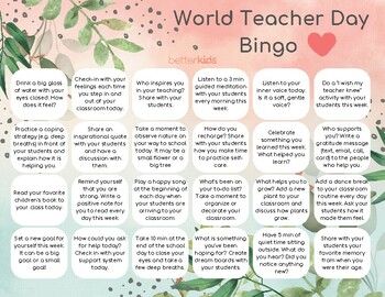 Preview of World Teacher Day Bingo
