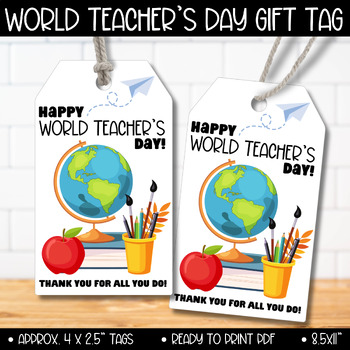 Preview of World Teacher's Day Gift Tag, Teacher Staff Appreciation Thank you Card Ideas
