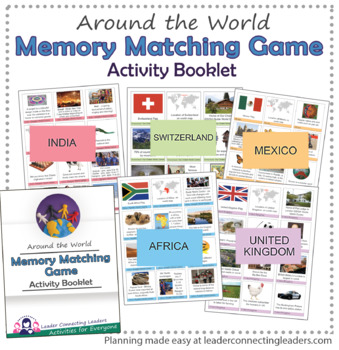 Preview of Around the World Memory Matching Game Activity Booklet - World Thinking Day
