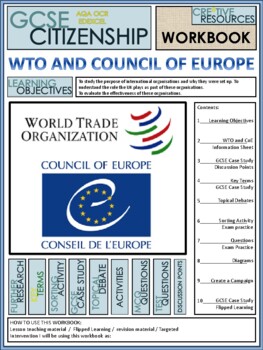 Preview of World Trade Organisation and Council of Europe  Activities and Worksheets