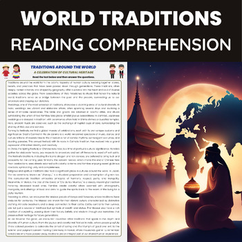 Preview of World Traditions and Customs Reading Comprehension | Traditions Around the World