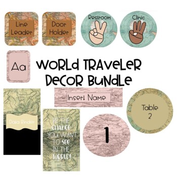 Preview of World Traveler/Rustic Map Decor Bundle