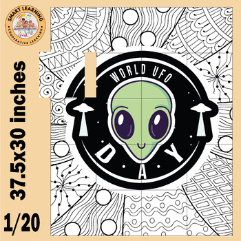 Preview of World UFO Day coloring page activities Collaborative Poster Bulletin Board craft