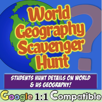 Preview of World United States Geography Scavenger Hunt Activity Great for World Geography