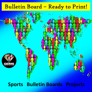 Preview of Multicultural PE Bulletin Board Activity - Ready to Print!  Multi-Functional!