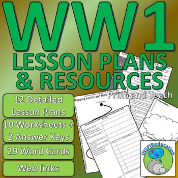 Preview of World War 1: 12 Lesson Plans, 10 Copiable Resources and Vocabulary Cards
