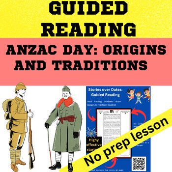 Preview of World War 1 - ANZAC Day Origins and Traditions Guided Reading Worksheet, Slides