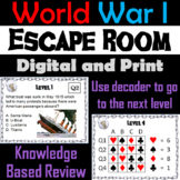 World War 1 Activity Escape Room Review Game