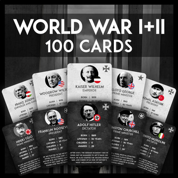 Preview of World War 1 Cards & World War 2 Cards Bundle