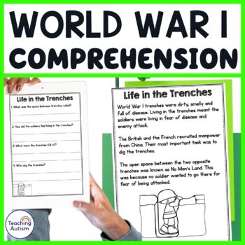world war 1 reading comprehension passages and questions by teaching autism