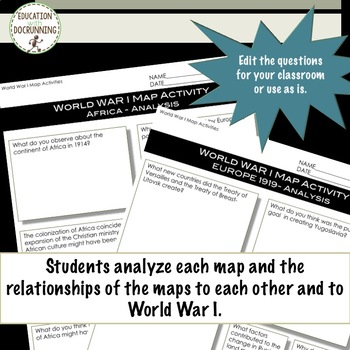 World War 1 Activity Map Analysis Includes 3 Maps by Education with
