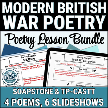 Preview of World War 1 Poetry Bundle - Modern British Literature - TP-CASTT & SOAPStone