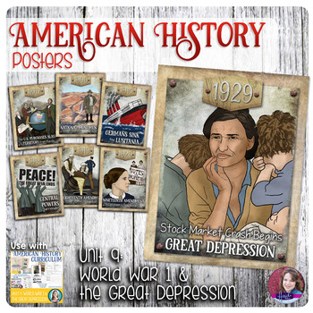 world war 1 and the great depression poster set  us