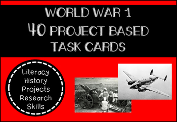 Preview of World War 1 Research Project Based Task Cards