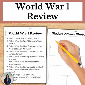 Preview of World War 1 Review for Social Studies