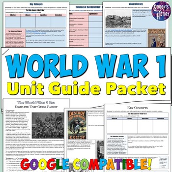 Preview of World War 1 Study Guide and Unit Packet: Battles Map, Timeline, & Activities