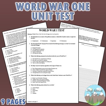 Preview of World War 1 Test (WW1)