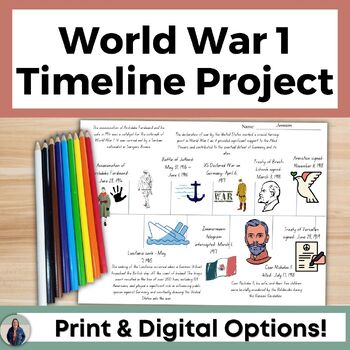 Preview of World War 1 Timeline Project Causes of World War 1 and Significant WW1 Events
