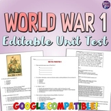 World War 1 Unit Test for US History: WW1 Quiz Worksheet &