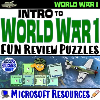 Preview of FUN World War 1 Review Puzzles | WWI Vocabulary Practice Activities | Microsoft