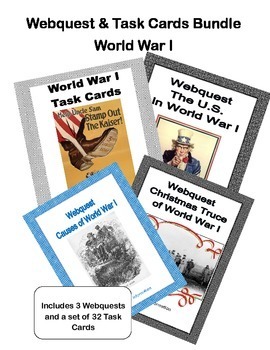 Preview of World War 1, WW1, WWI - WebQuest & Task Cards Bundle
