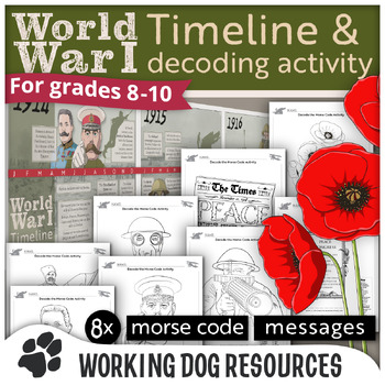 Preview of World War 1 (WWI) timeline and Morse code decoding activity