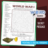World War 1 Word Search Puzzle Activity Vocabulary Worksheet