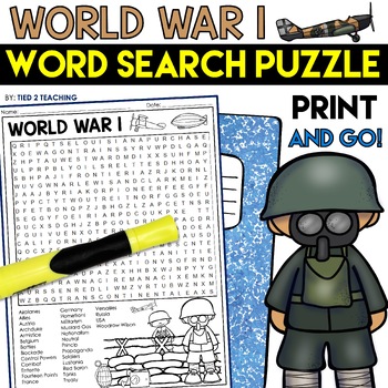 Preview of World War 1 Word Search Puzzle World History World War 1 Word Search Activities