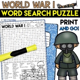 World War 1 Word Search Puzzle World History World War 1 W