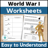 World War 1 Worksheets for Middle School and Special Educa