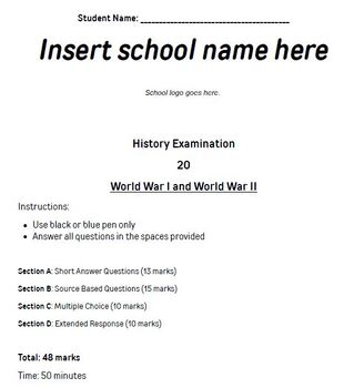 Preview of World War 1 and 2 exam