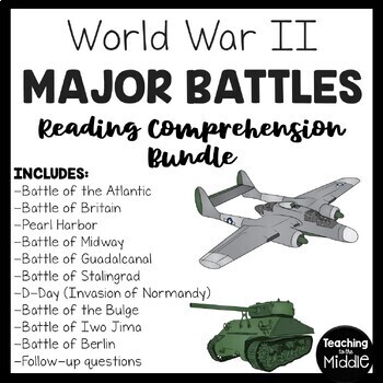 Preview of World War II 10 Major Battles Reading Comprehension Bundle D-Day Pearl Harbor