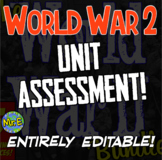 World War 2 Assessment: 2-Part Test for WWII, Holocaust, Y