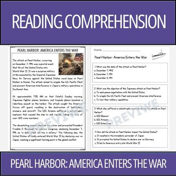 Preview of World War 2: Attack on Pearl Harbor - Reading Comprehension Activity