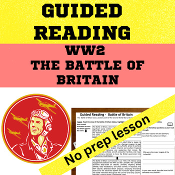 Preview of World War 2 - Battle of Britain Guided Reading activity worksheet, slide deck