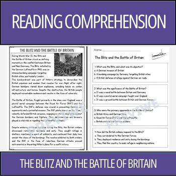 Preview of World War 2: Battle of Britain and the Blitz - Reading Comprehension Activity