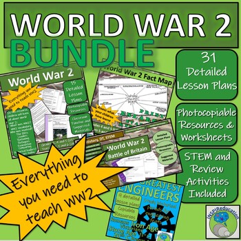 Preview of World War 2 Bundle: Lesson Plans, Worksheets, Projects, ESCAPE ROOM, Reviews