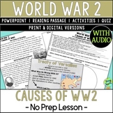 Causes of World War 2 Lesson (WW2, WWII) US History Social