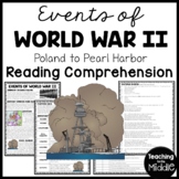 World War 2 II Events Reading Comprehension Worksheet Pola