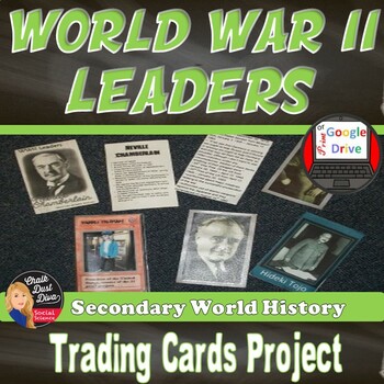 Preview of World War 2 LEADERS Trading Cards Project |World or U.S. History|Print & Digital