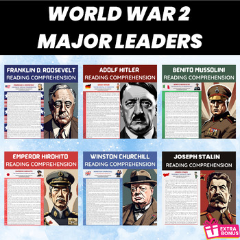 Preview of World War 2 Major Leaders Reading Comprehension | World War 2 History Reading