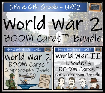 Preview of World War 2 BOOM Cards™ Comprehension Activity Mega Bundle 5th Grade & 6th Grade