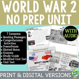 World War 2 Unit - WW2 Lessons - WWII Unit - No Prep - Audio & Digital Included