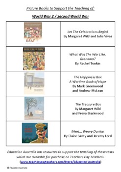 Preview of World War 2 / Second World War - A Picture Book List To Support This Topic