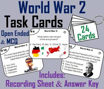 Preview of World War 2 Task Cards Activity: Axis and Allied Powers