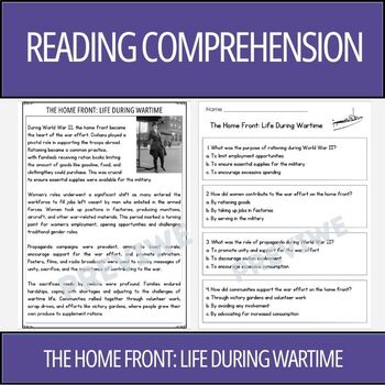 Preview of World War 2: The Home Front - Reading Comprehension Activity