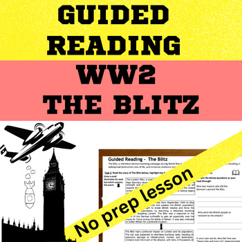 Preview of World War 2 - The London Blitz Guided Reading activity worksheet, slide deck