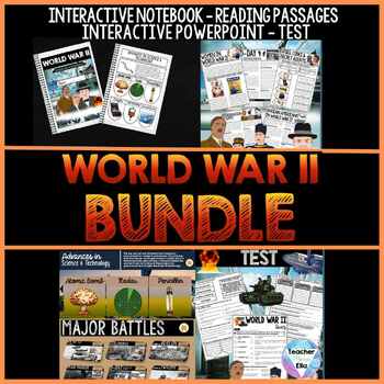 Preview of World War 2 Unit BUNDLE - Interactive Notebook, PowerPoint, Reading & Test